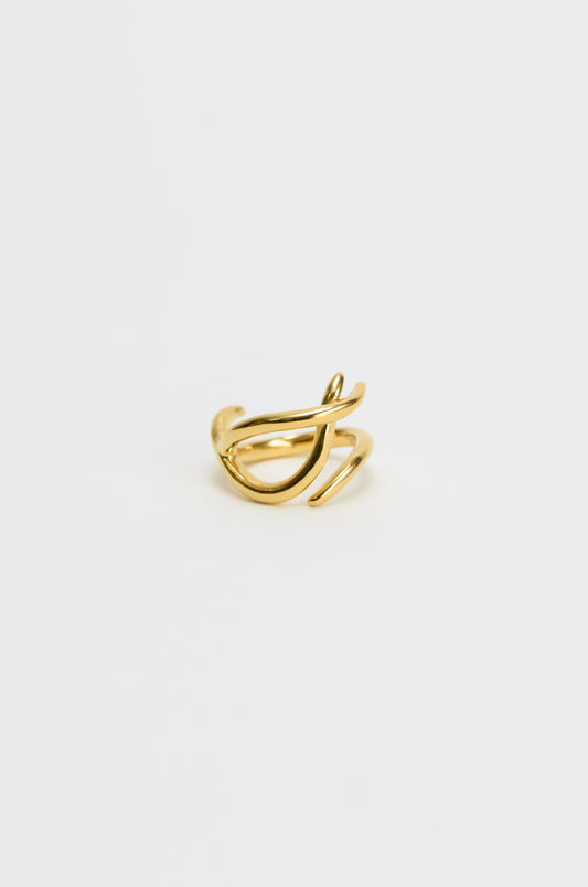 Gold ring on a white background